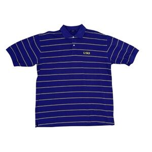 LSU Tigers Men’s XXL Short Sleeve Polo Shirt Purple Gold Striped Overton